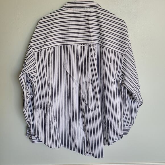 J. Crew Women's Size L Etienne Oversized Shirt Striped Cotton Poplin - Picture 2 of 8